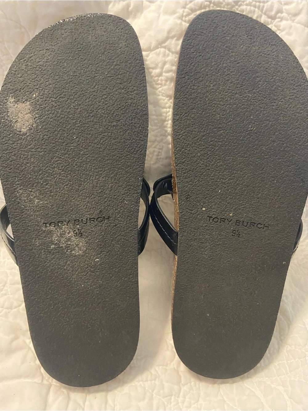 Tory Burch Black miller cloud size 9.5 Thong Sandals cork comfort slide on